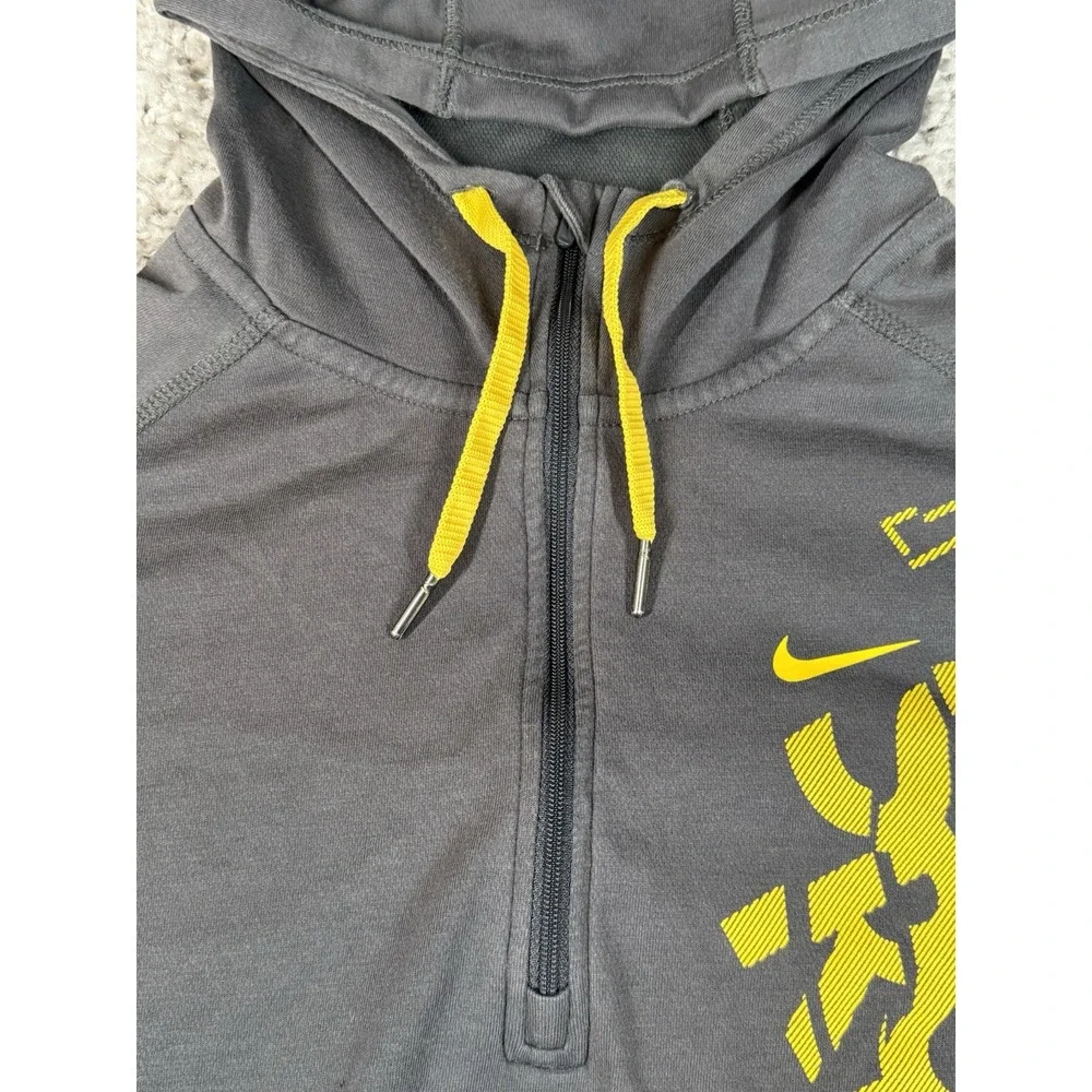 Nike Live Strong Hoodie Women's S Black Yellow 1/4‎ Zip Pockets Long Sleeve